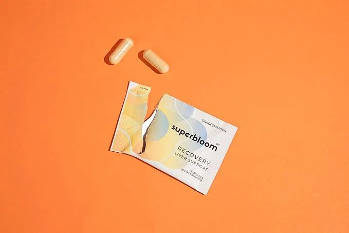 superbloom Recovery Liver Support | Liver Detox with DHM, Turmeric, Milk Thistle | 10 Sachets, 20 Capsules | Enjoy The Nig...