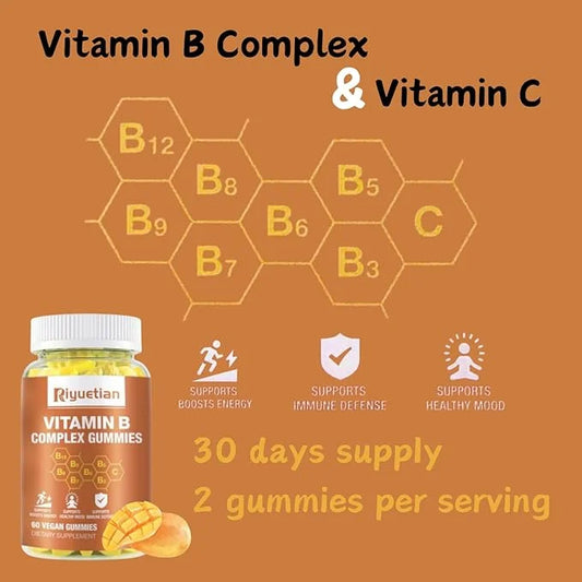 Vitamin B Complex Gummies with Biotin,Choline 60 Vegan