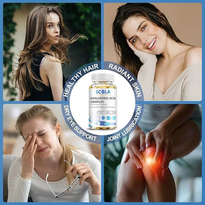 Hyaluronic Acid Supplements - Advanced Skin Hydration & Joint Support with 250 mg Hyaluronic Acid, Vitamin C, Collagen, an...