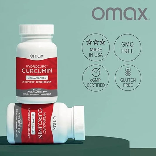 Omax3 2 Pack- HydroCurc Turmeric Curcumin Softgels, Highly Bioavailable MCT Oil Nanoparticle for Potency & Absorption, Joi...