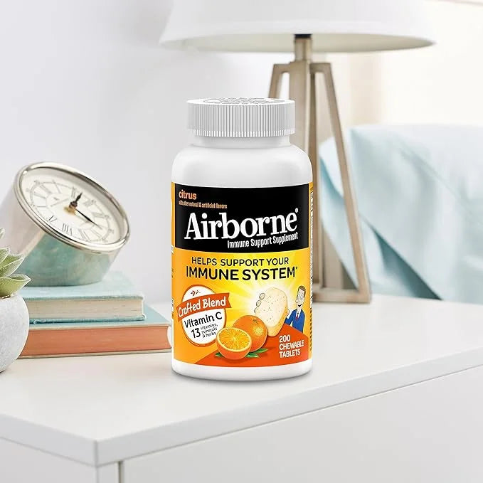 Airborne 1000mg Chewable Tablets with Zinc, 200 Tablets,