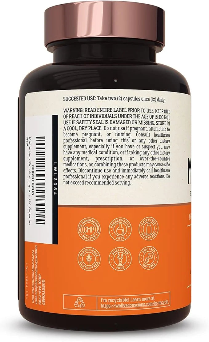 Magnesium Zinc & Vitamin D3 120 Capsules (2-Pack)