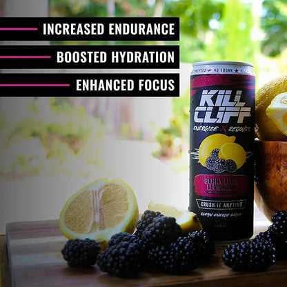Kill Cliff Recovery Energy Drink, Berry Legit Lemonade, Sugar & Gluten Free Drinks, Green Tea, Electrolytes and Natural Ca...