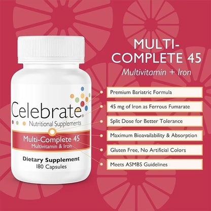 Celebrate Vitamins Multi-Complete, 45mg Iron – (180 Capsules)