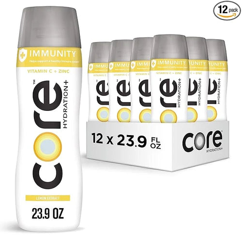 CORE Hydration+ Immunity, Lemon Extract Nutrient Enhanced Water with Vitamin C and Zinc, 23.9 Fl Oz Bottle (Pack of 12) - ...
