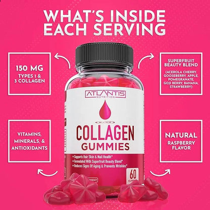 Collagen Gummies For Women 1 & 3, Vitamins 60 Collagen
