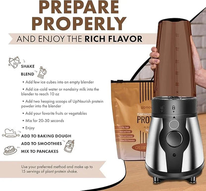 UpNourish Chocolate Vegan Protein Powder, Meal 15 Servings
