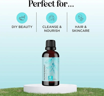Peppermint Essential Oil for Diffuser Aromatherapy - 100% Pure Peppermint Oil for Hair Skin and Nails Plus Undiluted Refre...