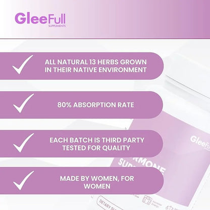 GleeFull Over 30 Hormone Support - Menopause Supplements for Women - Hormone Balance for Women - Hot Flash Relief - Menopa...