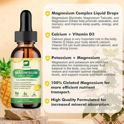 Magnesium Glycinate 500mg Complex, Magnesium Liquid D3, Zinc