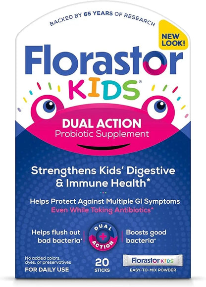 Florastor Kids Dual Action Probiotic Supplement, 20 Easy-to