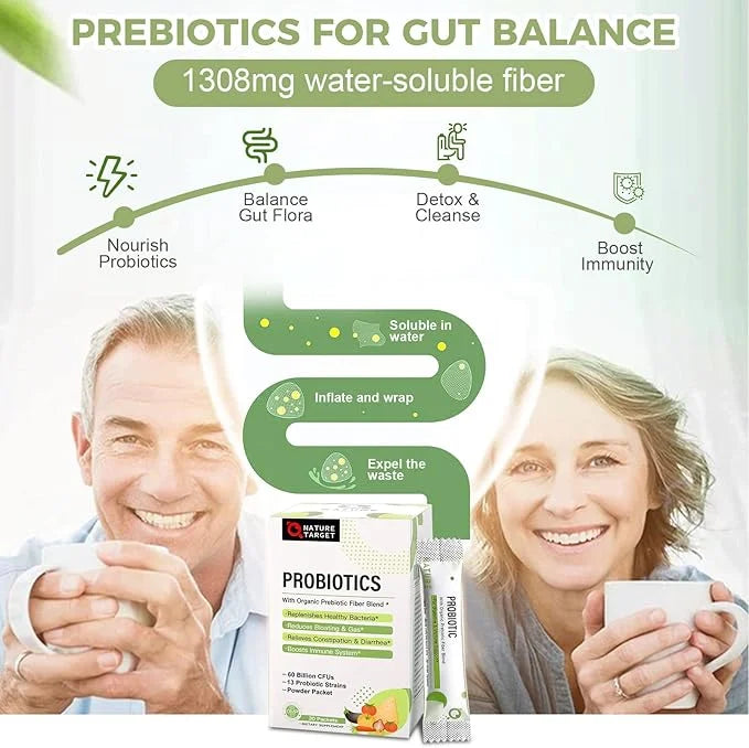 NATURE TARGET Probiotics for Women-Men-Kids Probiotic 60 Billion 13 Strains 30 Packets