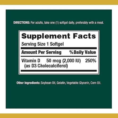 Nature's Bounty Vitamin D3, Vitamin Supplement, 50mcg, 2000IU,150 2000IU,150 Count 2)