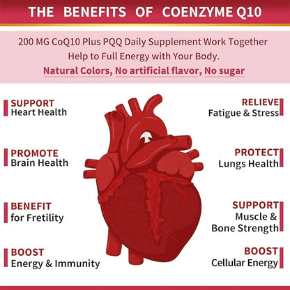 CoQ10-200mg-Softgels with PQQ, BioPerine & Omega-3, 120 Servings Q10(Ubiquinone) Supplement