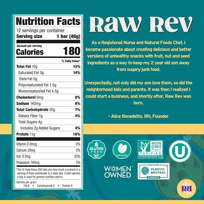 Vegan Protein Bars Chocolate Chip Cookie Dough with Low Sugar High Protein, 11g Protein, 4g Sugar, 11g Fiber, Keto, Plant ...
