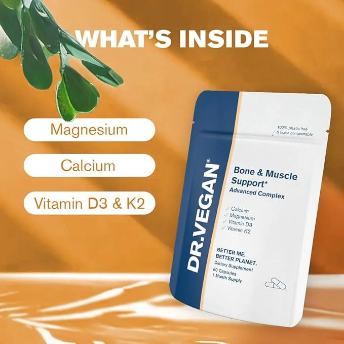 DR.VEGAN Bone & Muscle Support 60 Vegan 30 Day 160mg, Magnesium 150mg, Vitamin K2 100µg, 100µg, Vitamin D3 25µg 25µg (1000...