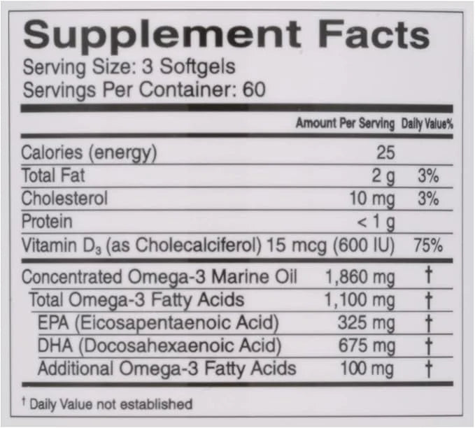 Omega 3 Lemon Minis + Vitamin D3, 1,100 1,100 mg Omega-3 in 600 IU D3, Easy-to-Swallow, Omega-3 Supplement 180 count