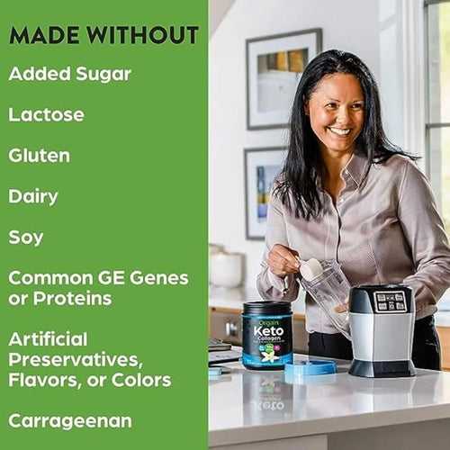 Orgain Keto Collagen Protein Powder, Vanilla 10g Grass 5g MCT 0.88lb