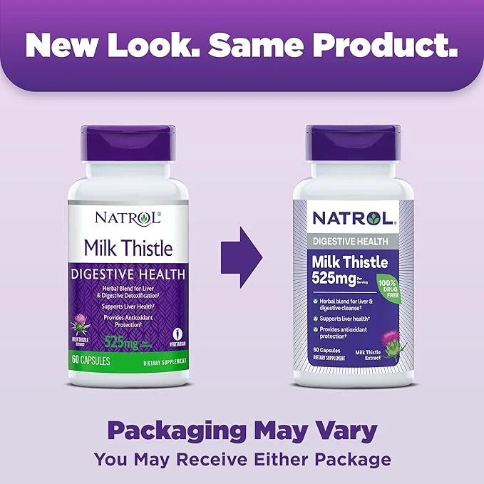 Natrol Milk Thistle 525 mg per 60 Capsules, 30 Day