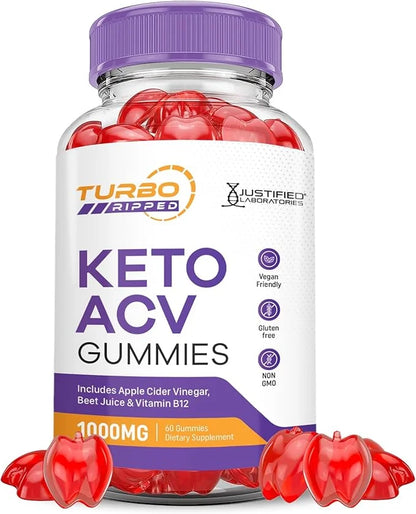 Turbo Ripped Keto ACV Gummies Advanced 1000MG Turbo B12 Vegan 60 Gummys