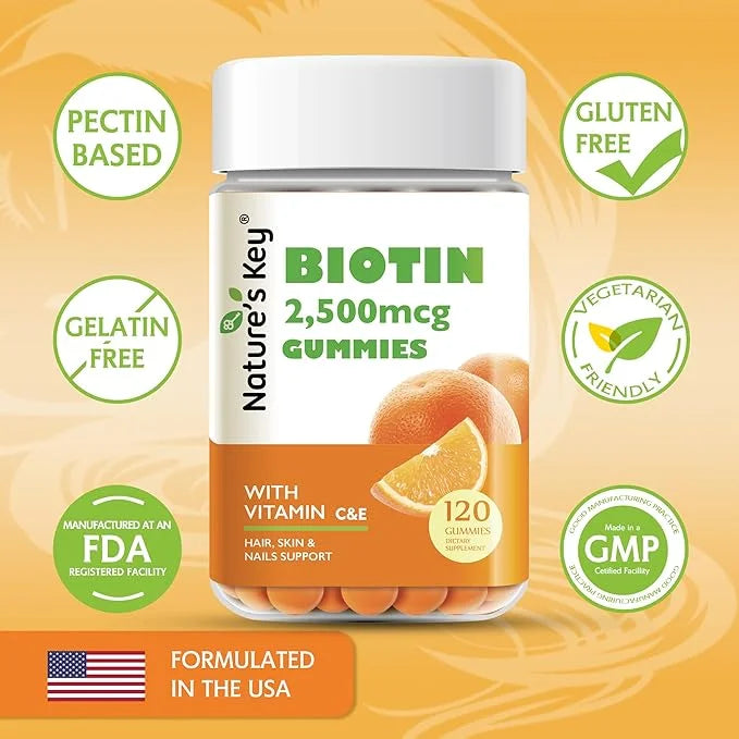 Nature's Key Biotin Gummies with Vitamin 120 Count
