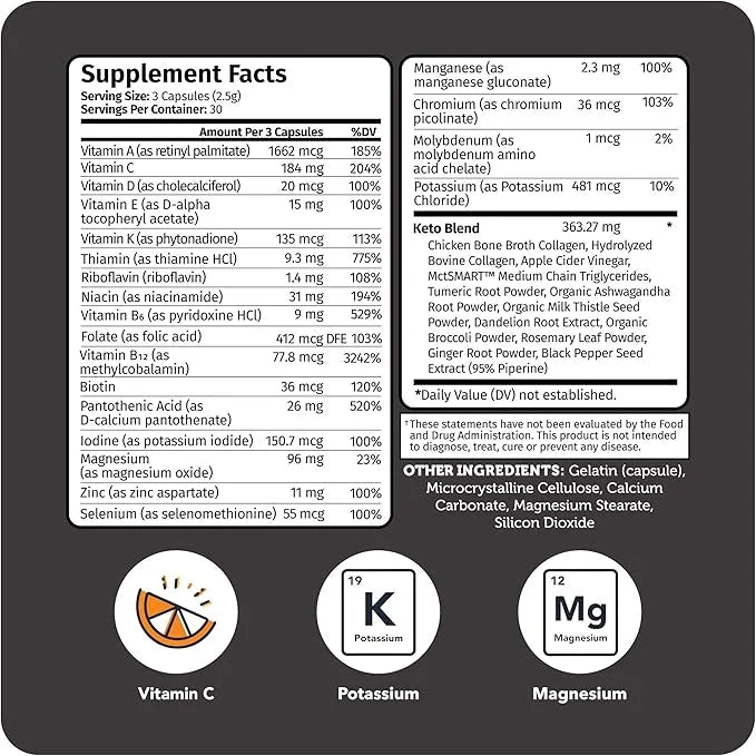 Vitamin Bounty Tune Your Keto Multivitamin – Keto-Specific Nutritional Support with Magnesium, Potassium, and MCT for Ener...