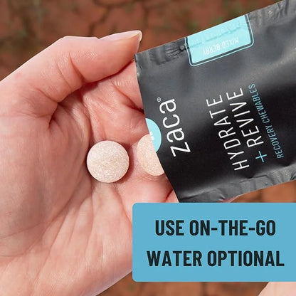 Zaca Recovery Chewable Supplement | Hydrate + Revive | Party, Travel, Exercise & Altitude | Sugar Free & Gluten Free | Mix...