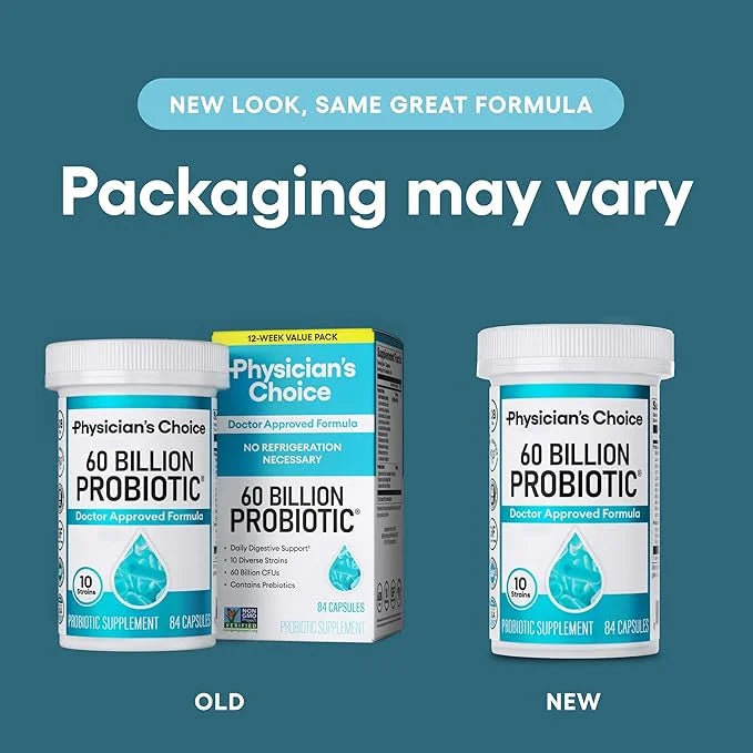 Physician's CHOICE Probiotics 60 Billion CFU - 10 Strains + Organic Prebiotics - Immune, Digestive & Gut Health - Supports...