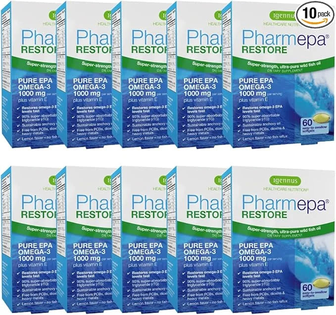 10 x Pharmepa Restore, 1000mg Pure Omega-3, Triple 1-Month Supply, 60 softgels
