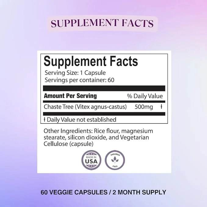 BIOLABS PRO Natural Vitex Chasteberry Supplement for Women - Pure Chaste Tree Berry Extract 500mg, Maximum Strength Formul...