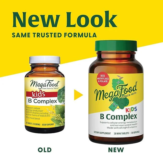 MegaFood Kids B Complex 8 B B6, Vitamin B12, Folate, 30 Mini