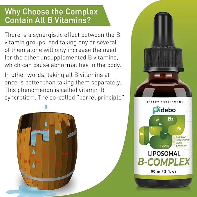 Liposomal B Complex with Active Forms Support-B1, B2, B2, B3, B3, b5, b5, B6, B6, Biotin, B12-4.0 oz
