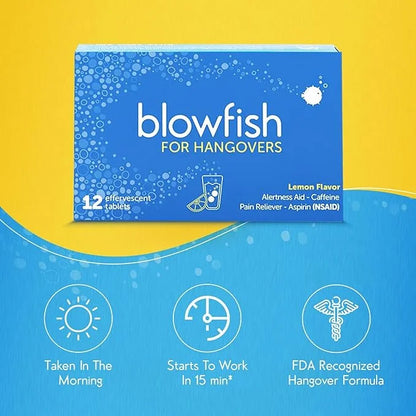 Blowfish for Hangovers | Fast, Effective Hangover Relief | Works in 15 Minutes | Hydrates, Relieves Headache, and Boosts E...