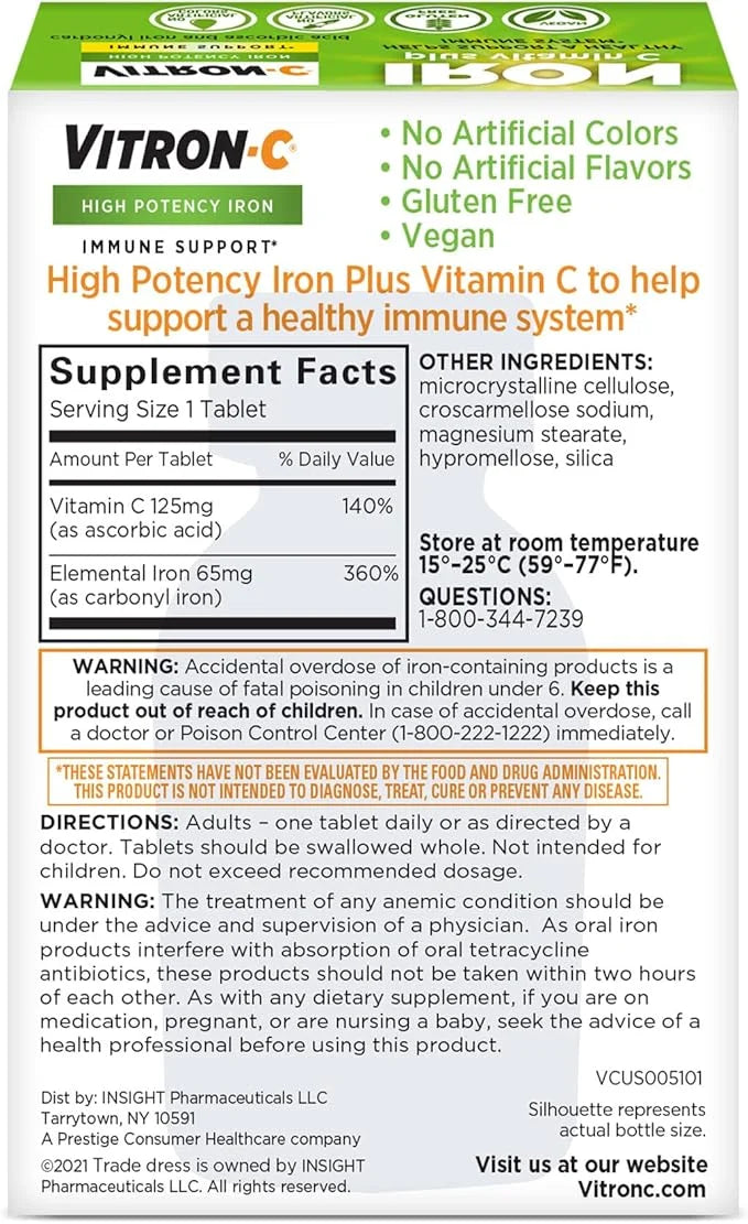 Vitron-C Iron Supplement, Once Daily, High