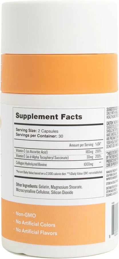 Health by Habit Collagen Supplement (60 Capsules) - Vitamin C & Vitamin E, 2000mg, Collagen Peptides, Superior Absorption,...
