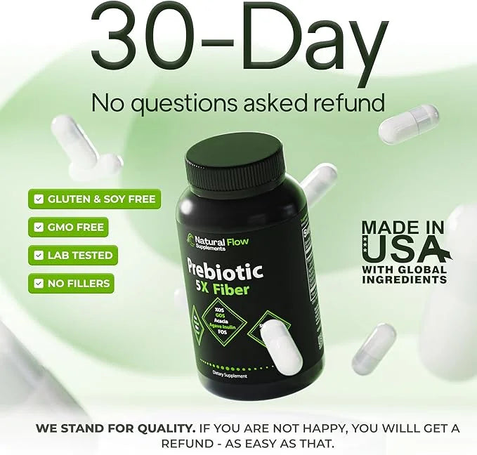 Prebiotic Fiber Supplement 5-in-1 Capsules 5X Fiber 120 Caps