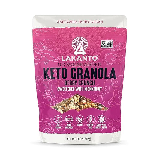 Lakanto Berry Crunch Granola - Delicious Snack, Quick Breakfast Cereal, Keto Friendly, Monk Fruit Sweetener, No Sugar Adde...