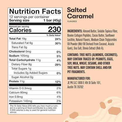 Perfect Keto Collagen Protein Bar, Gluten Free with Grass Fed Collagen + MCT Oil, Low Carb, No Sugar Added, High Protein S...