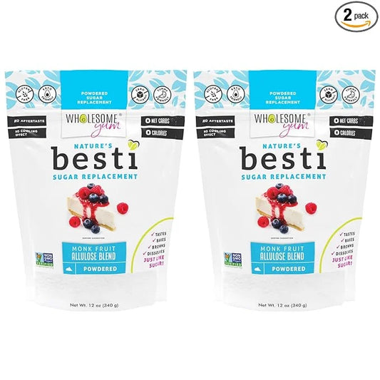 Wholesome Yum Besti Natural Powdered Sugar Substitute - Keto Confectioners Monk Fruit Sweetener Blend With Allulose (No Er...