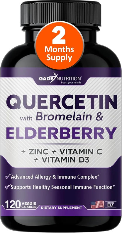 Quercetin with Vitamin C and Zinc 500mg - D3 - 6 in 1 Daily