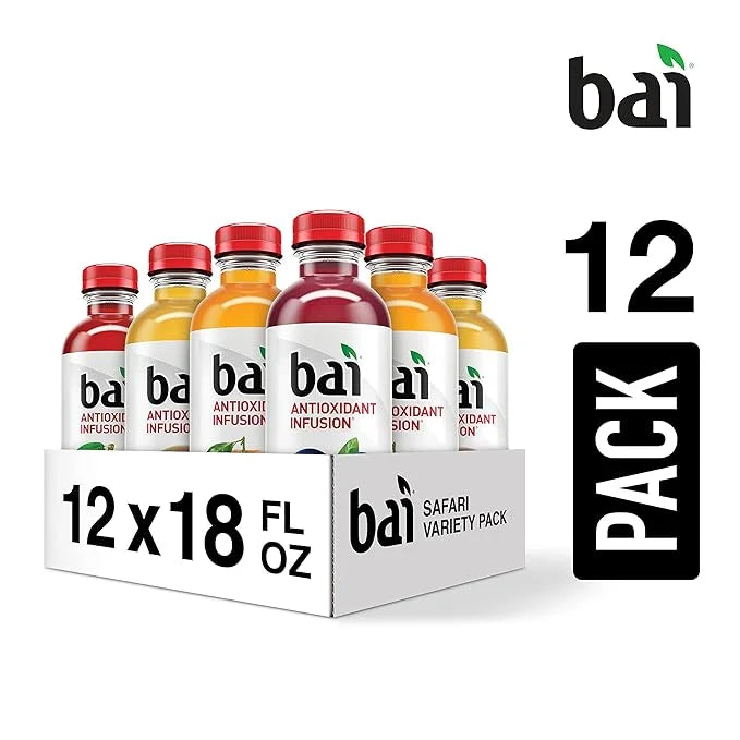 Bai Flavored Water, Safari Variety Pack, Antioxidant Infused Drinks, 3 Each of Brasilia Blueberry, Costa Rica Clementine, ...