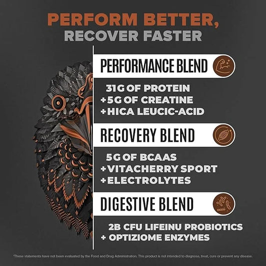 Birdman Falcon Performance Vegan Protein Powder, 31g Protein, 5g Creatine, 5g BCAA, Probiotics, Electrolytes, Pre Workout,...