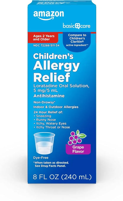 Amazon Basic Care Children’s Allergy Medicine, 24 Hour 5 mg/5 mg/5 mL, 2 and 8 fl 1)