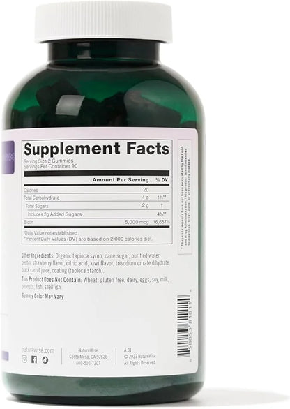 NatureWise Biotin Gummies B7 5000mcg 5000mcg Supports 180 Count[3-Month Count[3-Month Supply]
