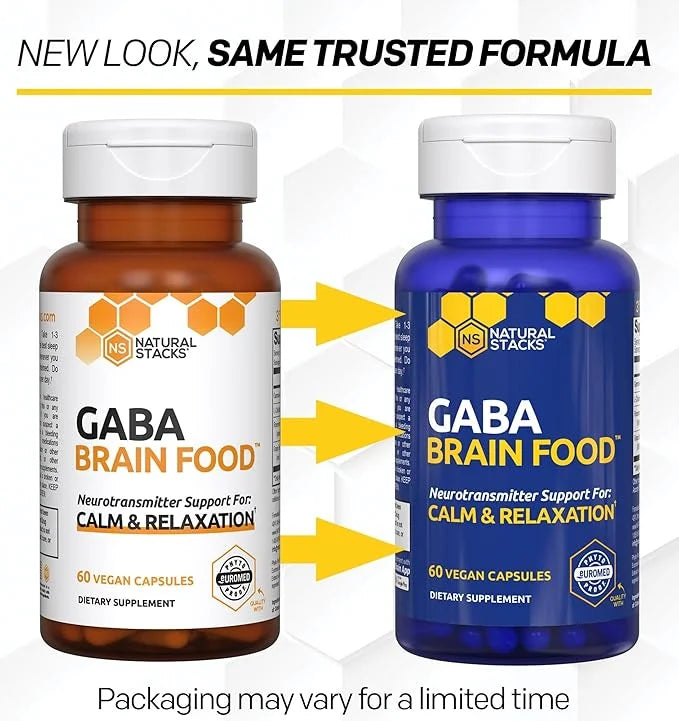 GABA Brain Food - GABA Supplement with L-Citrulline & Grape Seed Extract - Supports Calm & Relaxation - Nighttime Sleep Ai...