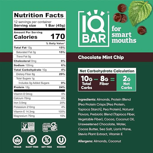 IQBAR Brain and Body Keto Protein Bars 12-Count Energy