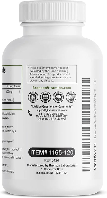 Bronson Korean Panax Ginseng Supports Energy, 120 Capsules