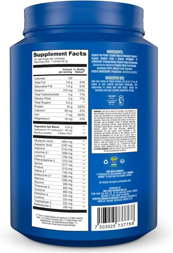 BIRDMAN Falcon Vegan Protein Powder Organic, Stevia & Sugar Free, Plant Based Protein, Low Carb, Dairy Free, Keto, Non Whe...