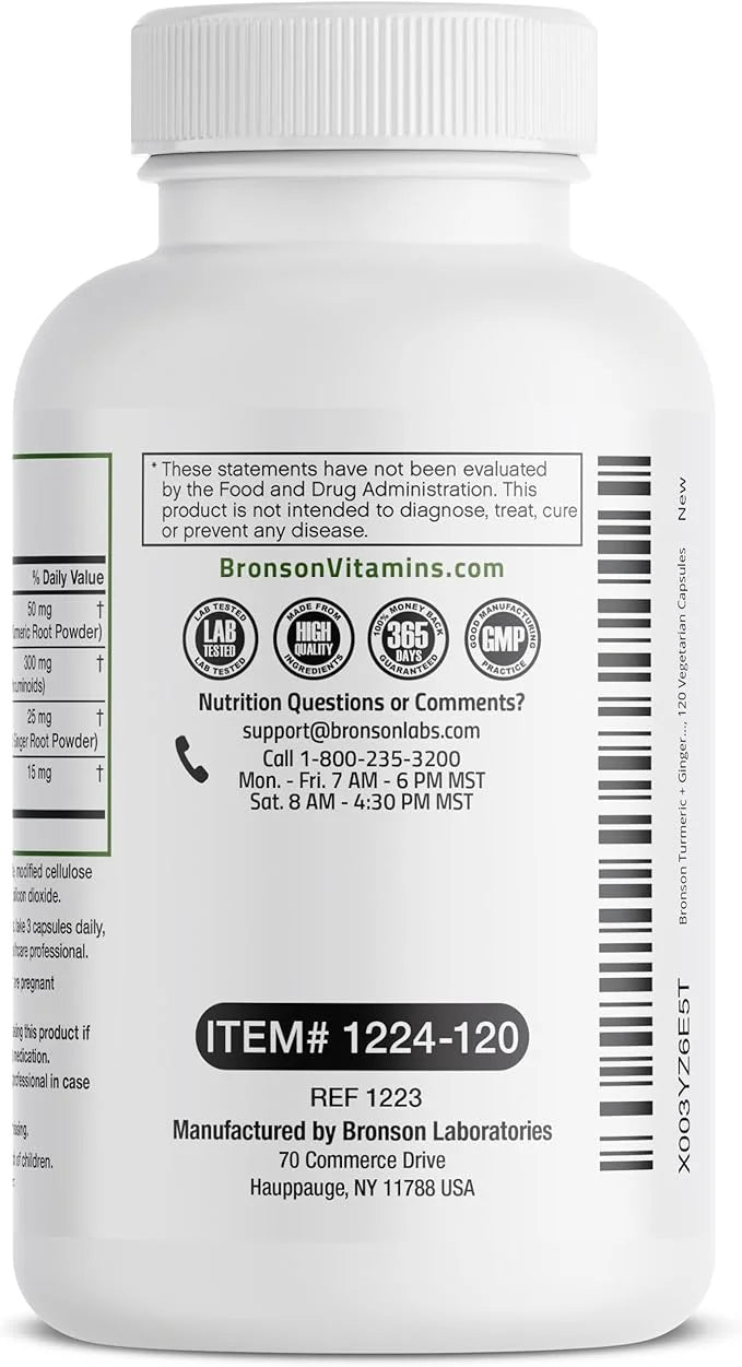 Bronson Turmeric + Ginger Extra Strength 120 Vegetarian