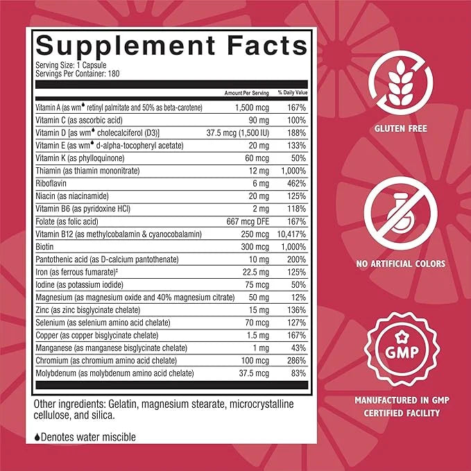 Celebrate Vitamins Multi-Complete, 45mg Iron – (180 Capsules)